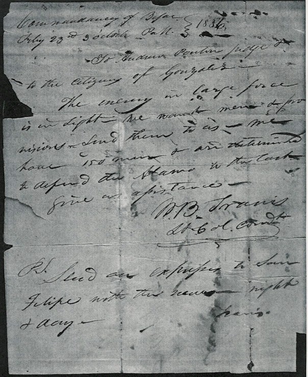 Travis Letter from the Alamo