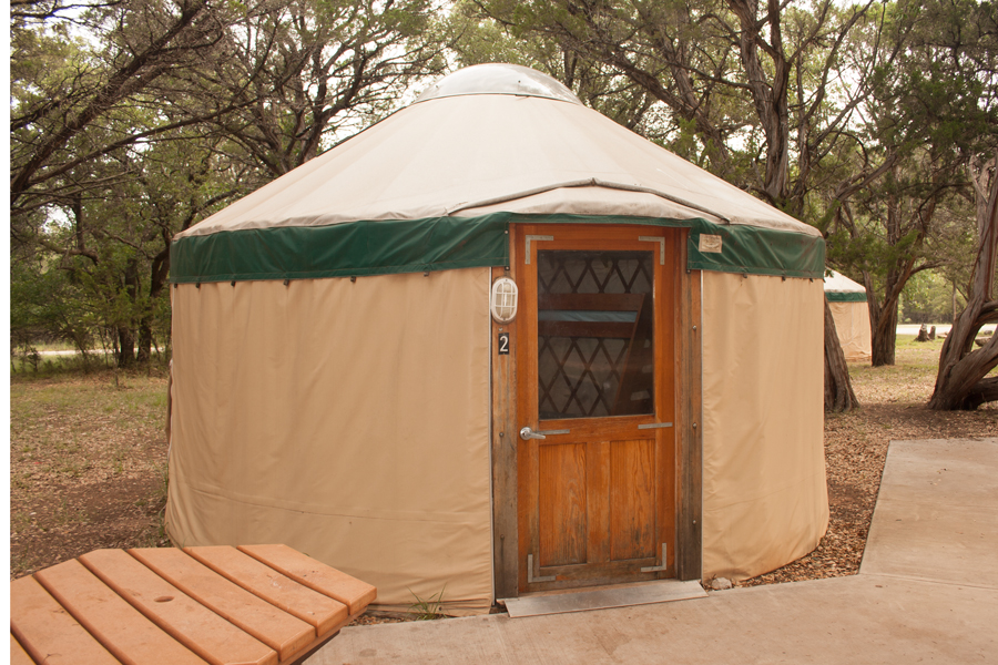 Unique to Abilene State Park is a special type of camping shelter called a "Yurt". Sleeps 5 and has AC, a small refrigerator and Microwave