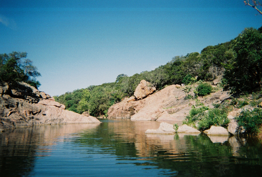 Inks Lake State Park from a canoe - Water Way to Devils 
        Sink Hole