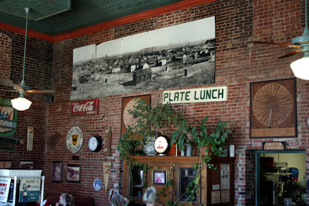 Photos and artifacts from old Thurber decorate the walls