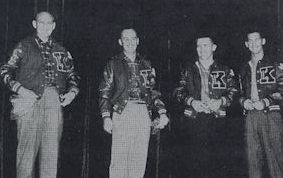 Picture of Coaches, Alfred Hluchan, Fred Ruland, Joe Bright, and Head Coach Gordon Brown