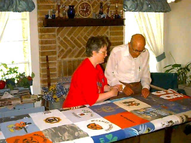  Clara, & Micheal tying a quilt