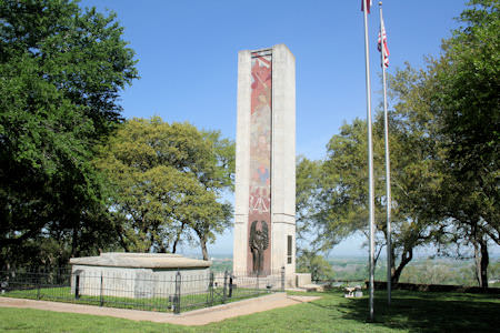 The tomb and 48 foot monument erected in 1933