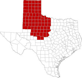 Map of Panhandle / Plains Region of Texas