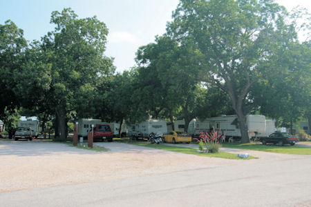 A small portion of the park, under oak and pecan trees