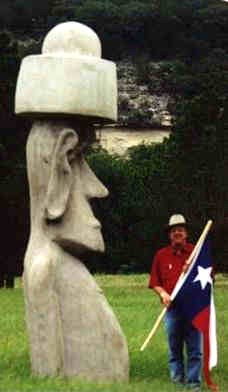 Texas Bob with Moai Statues