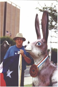 The Worlds Largest Jackrabbit Posing with Texas Bob