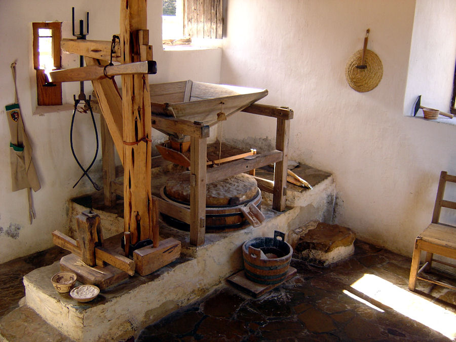 A water powered Grist Mill located on the Mission Grounds